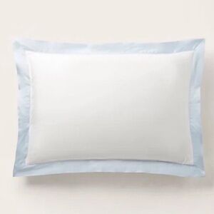 Ralph Lauren RL Organic Sateen Border Standard Pillow Sham Blue Hyacinth